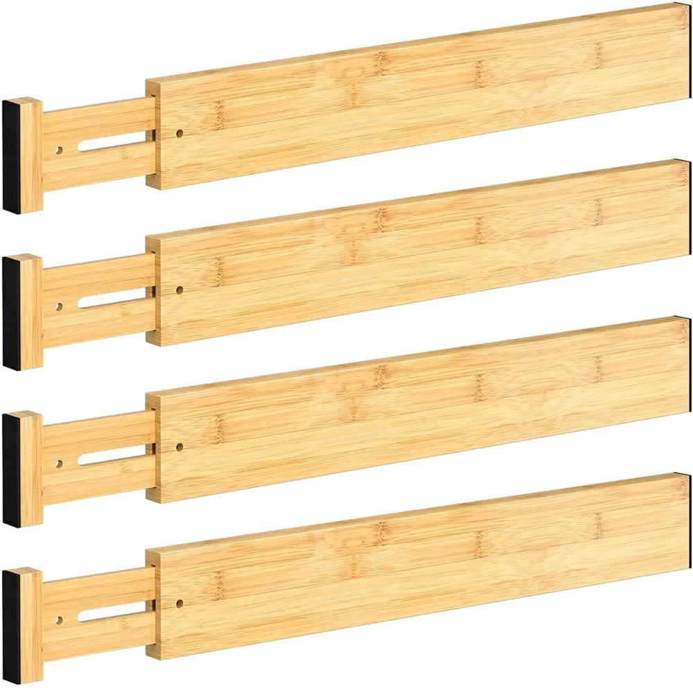 2 For $25 - Adjustable Bamboo Drawer Dividers Storage NEW 17